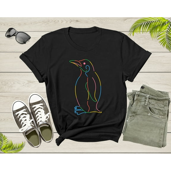 Colorful Emperor Penguin Bird Animal Standing Cool Profile T-shirt Penguin Shirt Penguin Lover Gift Animal Lover Shirt Emperor Penguin Shirt