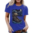 thumbnail image 2 of Cute Otter Starry Night Graphic Tees for Women 2026 Summer Casual Short Sleeve Crewneck Aesthetic T Shirts, 2 of 5
