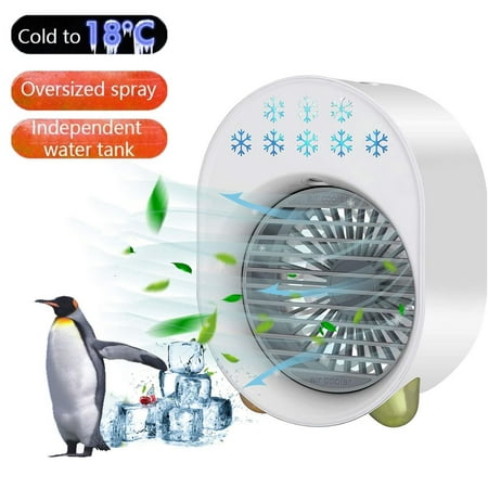 

Portable Air Conditioner Fan Mini Fan Mist with 3 Wind Speed 7 LED Night Lights Cool Mist Fan with Humidifiers