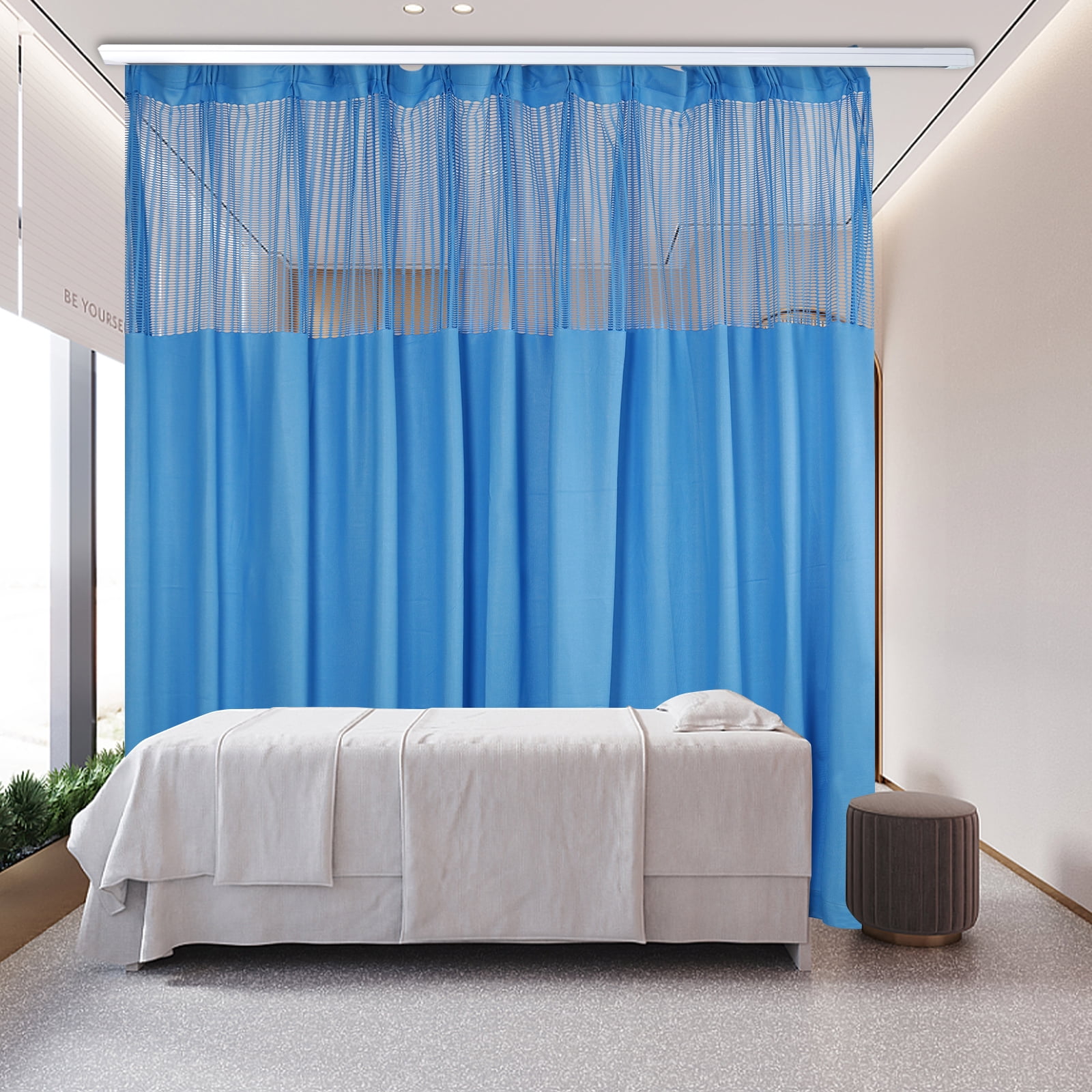 Room Divider Curtain Blue SPA Salons School Nursery Screen Partition 12ftx8ft for Schools, Shared Bedrooms