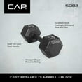 thumbnail image 6 of CAP Cast Iron Hex Dumbell, Black, 70.00 lbs, 6 of 7