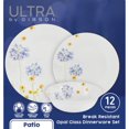 thumbnail image 2 of Ultra By Gibson Violet Floral 12 Piece Dinnerware Set, Decorated, Opal Tempered Glass, 2 of 5