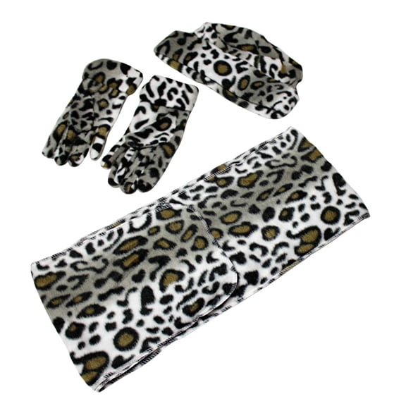 Leopard Print Winter Hat Scarf and Gloves Set for Women – Soft Fleece 3-Piece Cold Weather Accessories