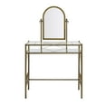 thumbnail image 6 of Linon Bonview 2-Piece Vanity Set, Includes Vanity and Bench, Antique Gold Finish with Beige Linen Fabric, 6 of 16