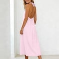 thumbnail image 7 of Gamivast Dresses for Women Linen Halter V-Neck Sleeveless Maxi Dress with Pockets Casual Loose Fit Button Front Summer Beach Vacation Dress Pink S, 7 of 7