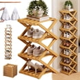 thumbnail image 1 of The 9-Tier No-Assembly Bamboo Rack, 2026 New Foldable Vertical Storage Organizer, Eco-Friendly, Durable, and Beautiful, No Installation Required, for Entryway Closet Dorm (Nature,4 Tier), 1 of 8