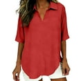 thumbnail image 3 of Bovxnpu Short Sleeve Shirts Pullover Blouses Top Fashionable Blouse Lightweight Breathable Summer Tops (Women's or Women's Plus), 3 of 8