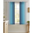 thumbnail image 4 of Blue Teal Grey Ombre Sheer Curtains 39 Inch Length 2 Panels Set for Living Room/Bedroom, Farmhouse Gradient Minimalist Kitchen Curtains Grommet Semi-Sheer Curtains Window Treatments 27.5"x39"x2, 4 of 7
