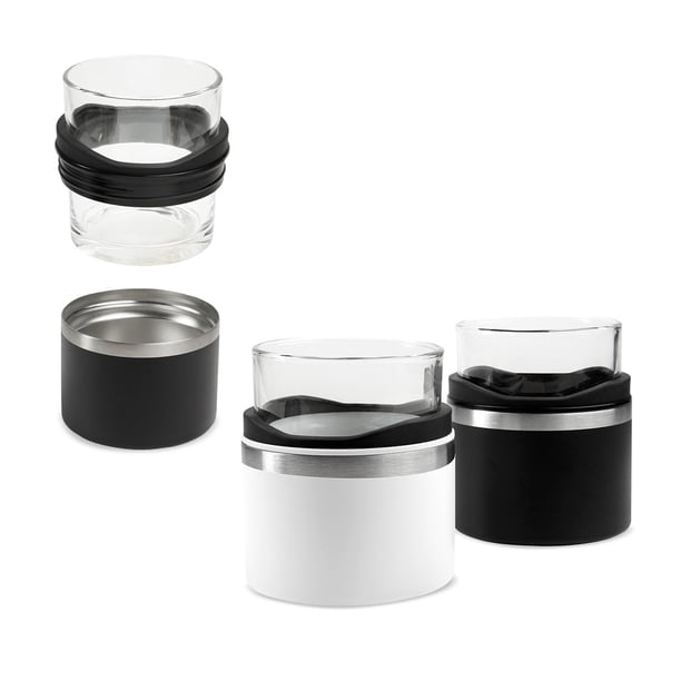 Paquete con 10 piezas de Set de vaso whiskero con porta enfriador blanco 9.1 x 7.7