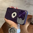 thumbnail image 1 of Fashion Logo Hole Magnetic Case for iPhone 11 12 13 14 15 16 Pro Max Plus Lens Protection Flip Stand Magsafe Silicone Soft Cover Purple For iPhone 11ProMax, 1 of 6