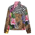 thumbnail image 6 of Jackets for Women Winter Coat Jackets Flannel Stand Collar Jacket(Leopard Zebra Flowers Vibrant Jungle,Size:S-4XL), 6 of 7
