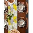 thumbnail image 2 of Yellow Table Runner 60 Inches, Modern Geometric Grey Oil Painting Abstract Bed Runner Dresser Scarves Tabletop for Indoor Outdoor Parties/Ceremony/Banquet, 13" x 60", 2 of 8