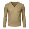 thumbnail image 5 of HAOTAGS Men’s Athletic Long Sleeve T-shirts V-Neck Quick Dry Mesh Pullover Shirt Khaki Size M, 5 of 10