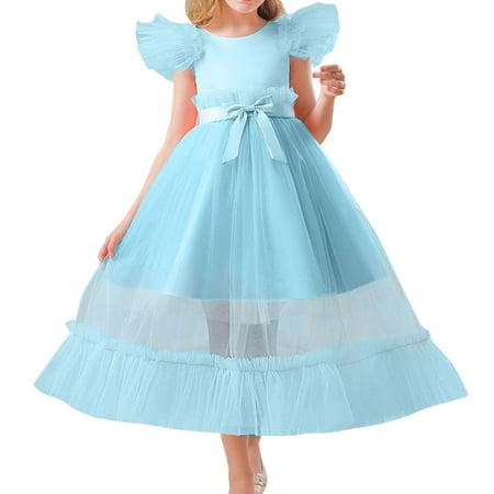 

kpoplk Girls Dresses Kids Dresses for Girls Summer Party Girl Wedding Children Clothing Princess Tutu Dress Toddler Baby Lace(16-17Years)