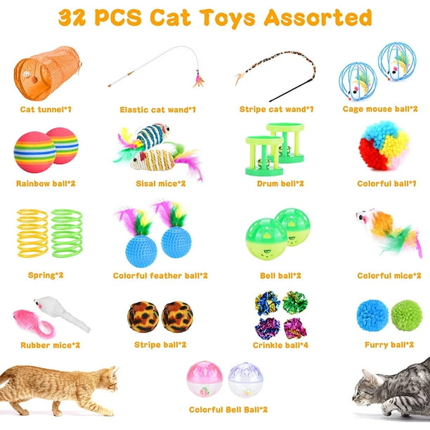 32 Pieces Catnip Cat Toys Kitten Interactive Cat Toys Set Filled Soft  Kitten Toys Cute Soft Plush Cat Pillow with Mixed Color