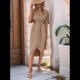 thumbnail image 5 of Vestidos de Corta para Mujer, Cuello en V, Plisados, Ajustados, Fluidos, con Vuelo, Corte Recto, Irregulares, Midi. Caqui XL, 5 of 9