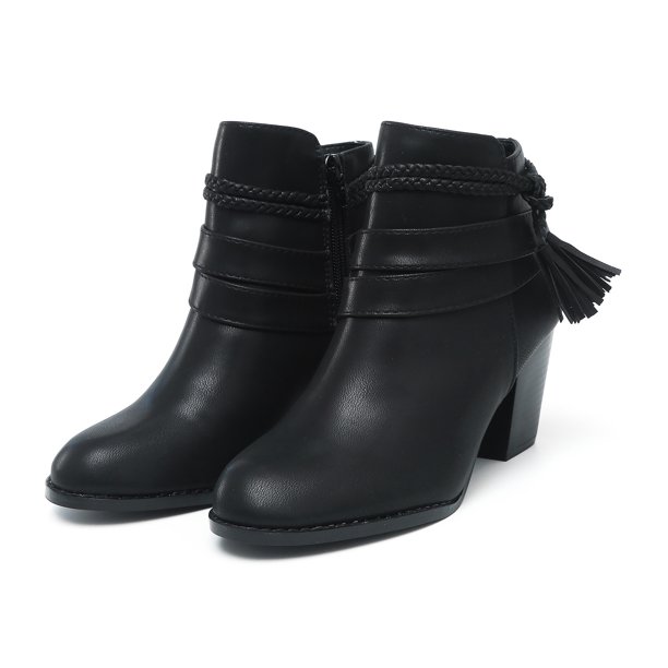 symoid Womens Mid Calf Boots Ankle Boots Solid Fashion Square High