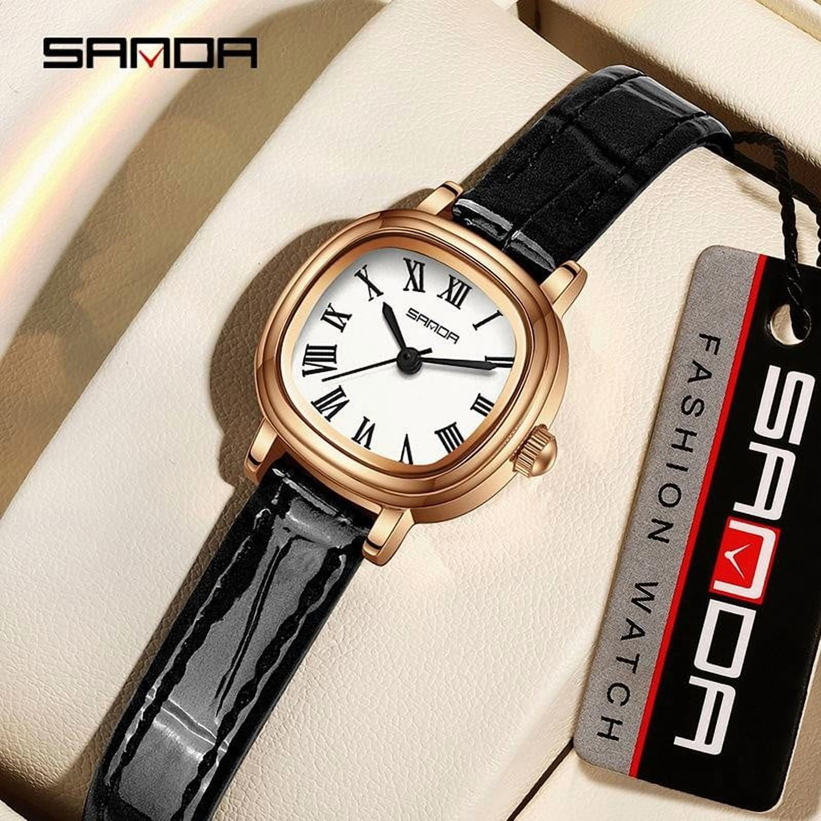 Explojoy Women's Square Quartz Watch – Roman Scale Dial, Waterproof, Leather Strap, Fashion Style