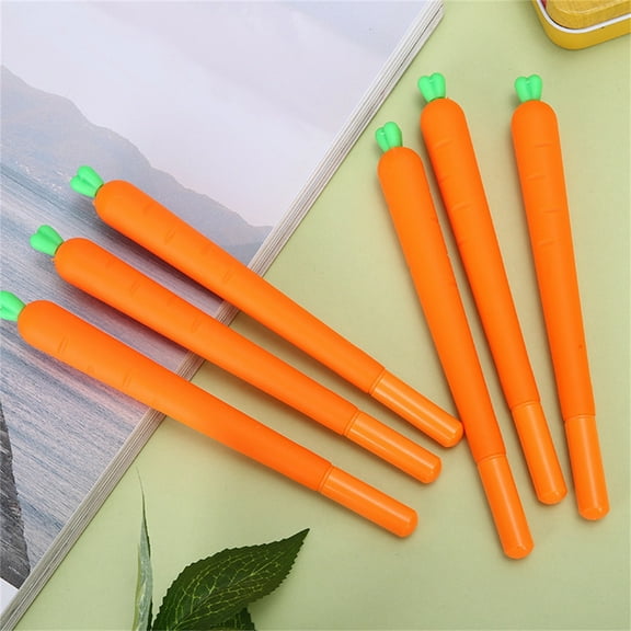 JGJJUGN 12 Pack Carrot Mechanical Pencil Set, Cute Carrot Gel Ink Pens, 0.5mm Refillable Fine Point Writing Instruments, Fun Office Supplies, Birthday Gift, Colorful Stationery, Smooth Writing Pens