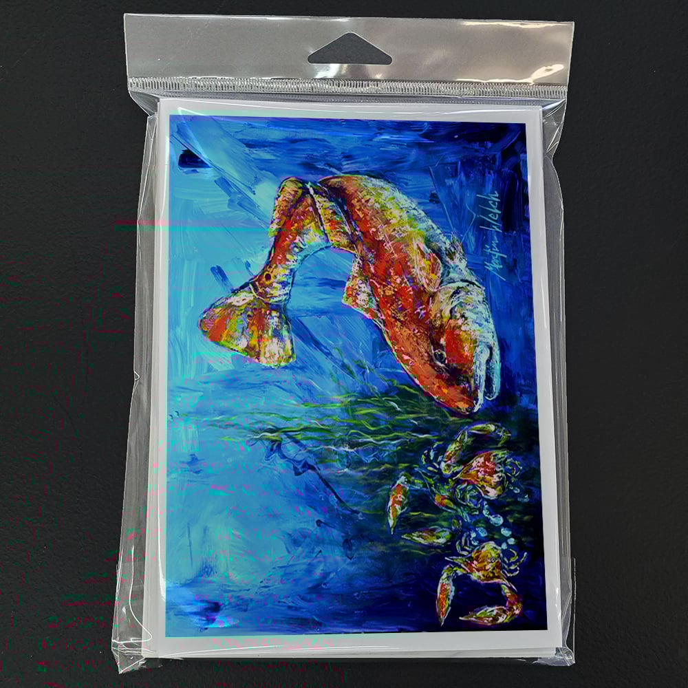 thumbnail image 3 of Scattered Red Fish Greeting Cards Pack of 8 7 in x 5 in, 3 of 3