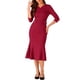 thumbnail image 2 of INSPIRE CHIC Vestido de cóctel de trabajo de cuerpo ajustado con cola de pez y mangas 3/4 para mujer vintage XS Rojo, 2 of 6