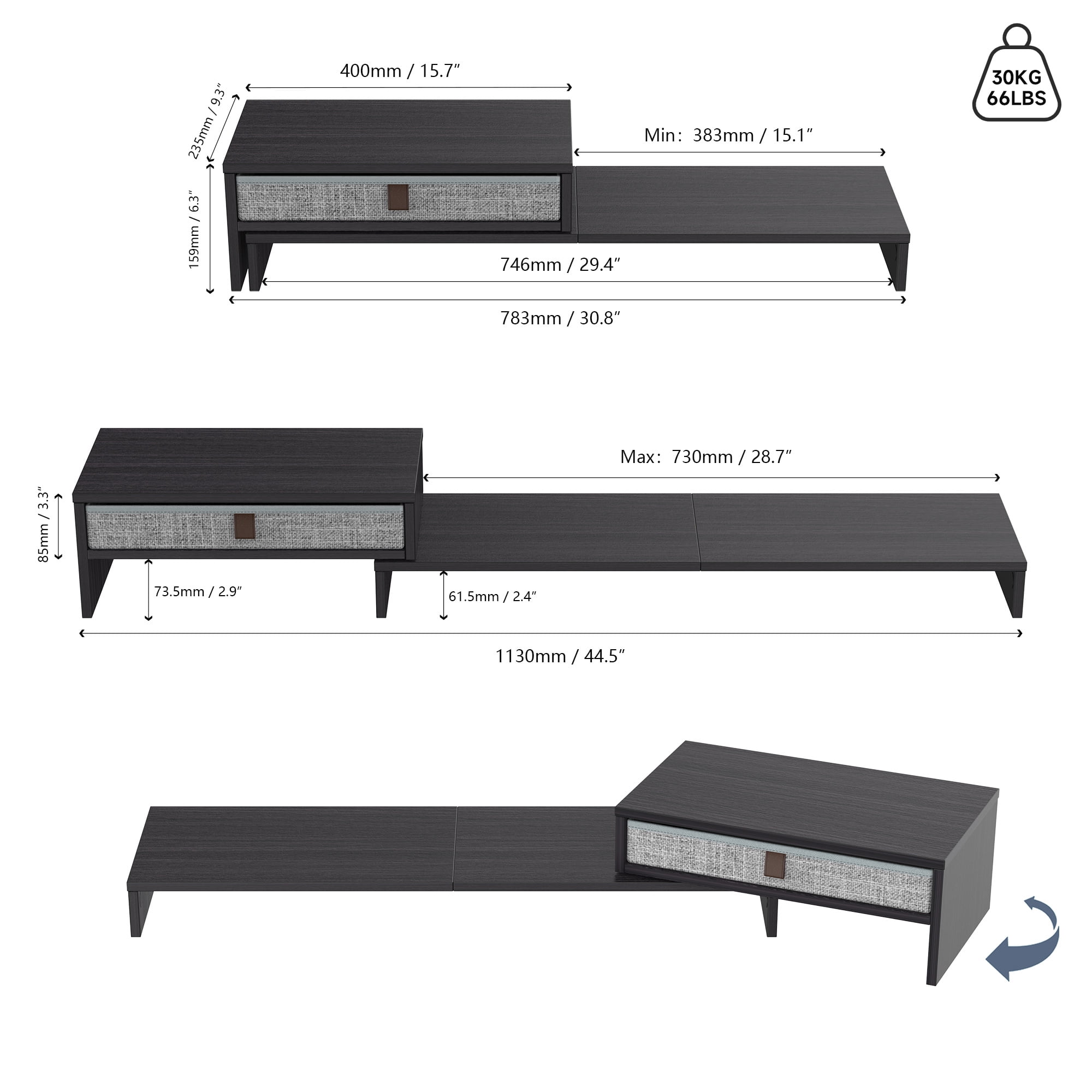 Fenge Computer Monitor Riser Stand with Drawer for 2 or 3 Monitors