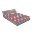 thumbnail image 2 of Ambesonne Retro Fitted Sheet & Pillow Sham Set, Big Small Triangles Retro, Full, Sky Blue Marigold, 2 of 2