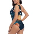 thumbnail image 4 of Rateoe Solar System And Planets Pattern Women One Piece Swimsuits Tummy Control One Shoulder Bathing Suits Ruffle Swimwear-Medium, 4 of 6