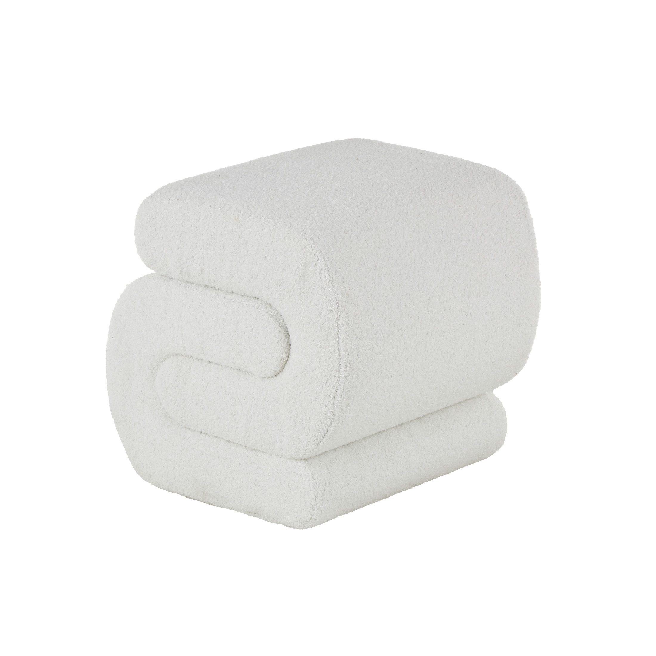 DecMode 20" x 19" White Polyester S- Shaped Ottoman with Connected Arches, 1-Piece