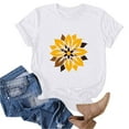 thumbnail image 5 of Busydd Women's Tops Cotton Short Sleeve Summer Tops for Women Trendy Sunflower Print Round Neck T Shirts for Women Casual Comfy Versatile Graphic Tees S, 5 of 5