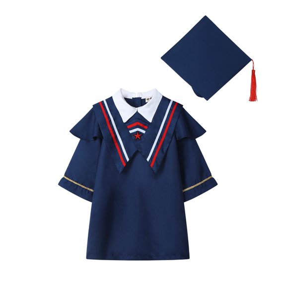 TAIAOJING Kindergarten Graduation Cap and Gown 2024 for Kids Boys Girls Suit Kindergarten Children Graduation Bachelor Stage Performance Gown With Hat Toddler Girl Outfit 2-3 Years