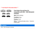 thumbnail image 2 of Front Brake Pad and Rotor Kit - Compatible with 2003 - 2004 Mitsubishi Outlander, 2 of 2