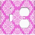 thumbnail image 2 of Metal Light Switch Plate Outlet Cover (Victorian Damask Flower Pink Pattern - Single Toggle Single Duplex), 2 of 2