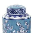 thumbnail image 4 of DecMode 12", 14"H Blue Ceramic Decorative Jars with White Floral Patterns, 2-Pieces, 4 of 10