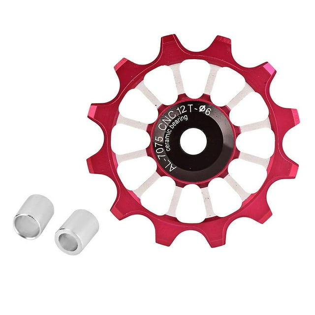 Meijun – Roulement en céramique, alliage d'aluminium, dérailleur arrière de vélo, poulie de guidage (rouge)