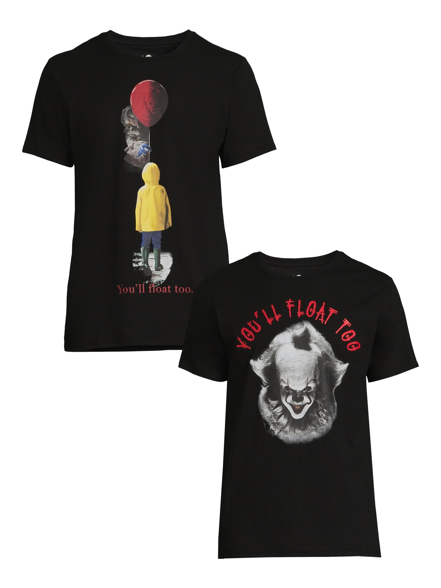 Stephen King Big Men\'s Sizes Pennywise S-3XL It 2-Pack, Halloween Men\'s Graphic Clown and Tees