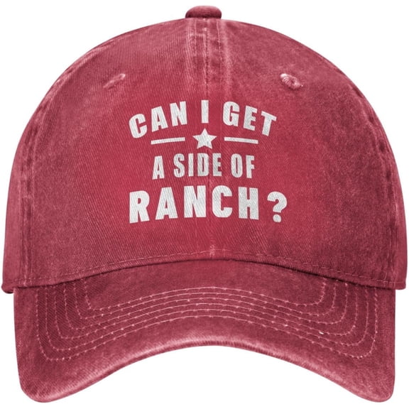 Can I Get A Side of Ranch Hat Funny Cotton Washed Cowboy Baseball Cap Adjustable Unisex Dad Hats