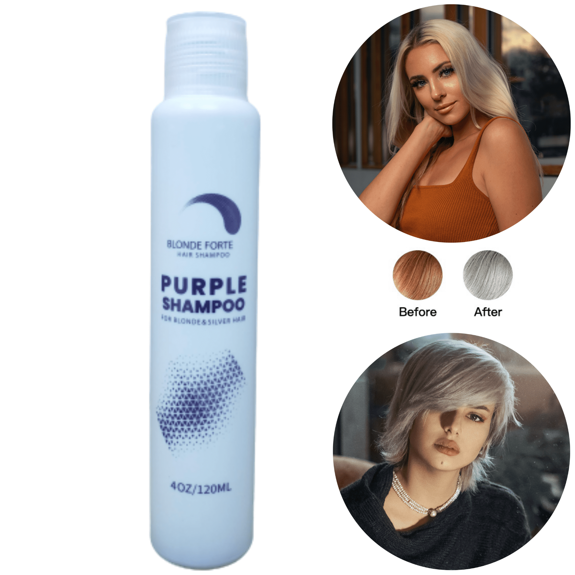 120 ml Purple Shampoo for Blonde Silver Hair Toner Rinses away Brassy and  Yellow Tones Purple Toning Shampoo by Blond Forte 