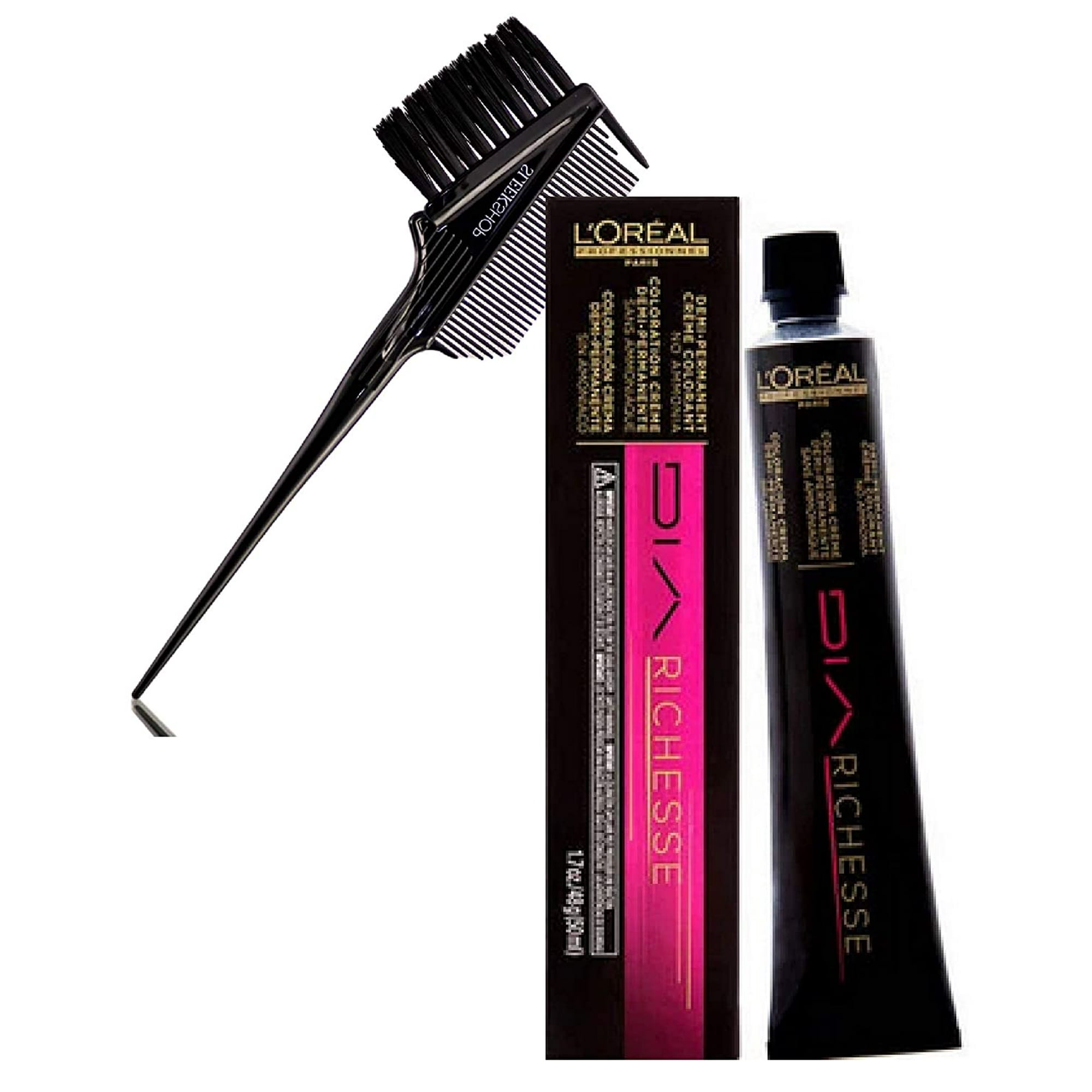 Clear , L'oreal Pro DIA RICHESSE Demi-Permanent Tone-on-Tone Creme Hair  Color Dye, Ammonia-Free Loreal Cream Haircolor - Pack of 2 w/ SLEEK 3-in-1  Comb Brush 