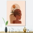 thumbnail image 2 of Abstract Pretty Girl Portrait and Tropical Palm Leaf 16 in x 32 in Painting Canvas Art Print, by Designart, 2 of 4