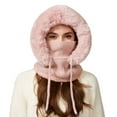 thumbnail image 4 of Women’s 3-in-1 Winter Fleece Balaclava – Thermal Knitted Beanie with Neck Scarf & Face Mask, Windproof Ski Hat, Pink, 4 of 6