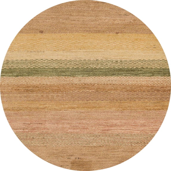 Ahgly Company Indoor Round Abstract Orange Abstract Area Rugs, 4' Round