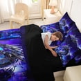 thumbnail image 4 of Feelyou Magic Dragon Wildlife Twin Bedding Sets for Boys, Futuristic City Bedding Comforter Set, Purple Blue, Black Reversible, 7-Piece, 4 of 7