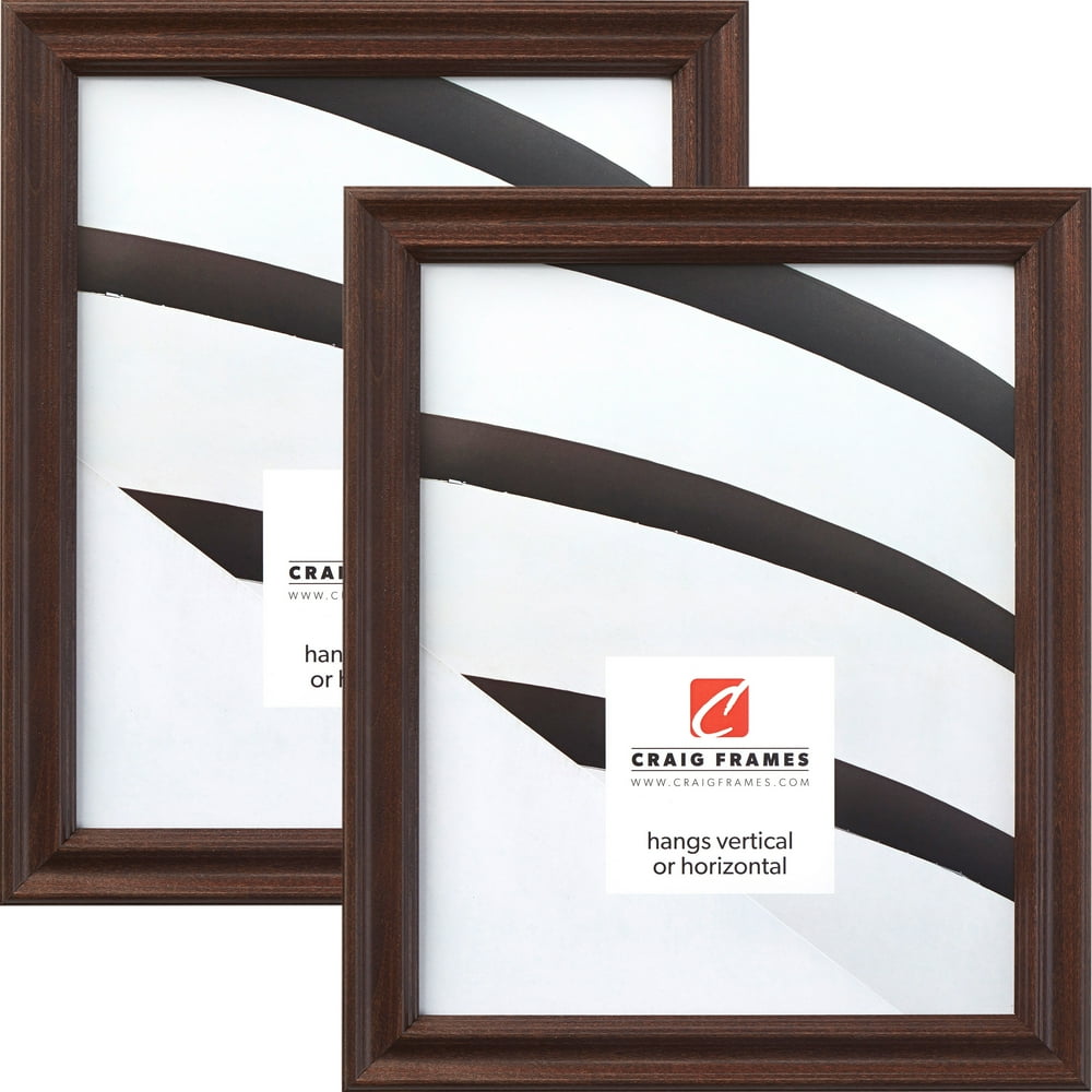 Craig Frames Tulip 60, Walnut Brown Hardwood Picture Frame, 12x18 Inch, Set of 2