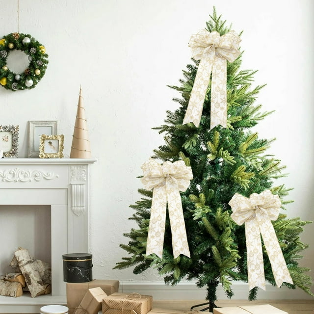 Birdeem Décorations de Sapin de Noël, Décoration de Sapin de Noël, Grands Nœuds de Noël pour Couronne Décorations de Sapin de Noël Nœuds Rouges Extérieur de Voitures de Mariage Jardin Patio Porte d'Entrée