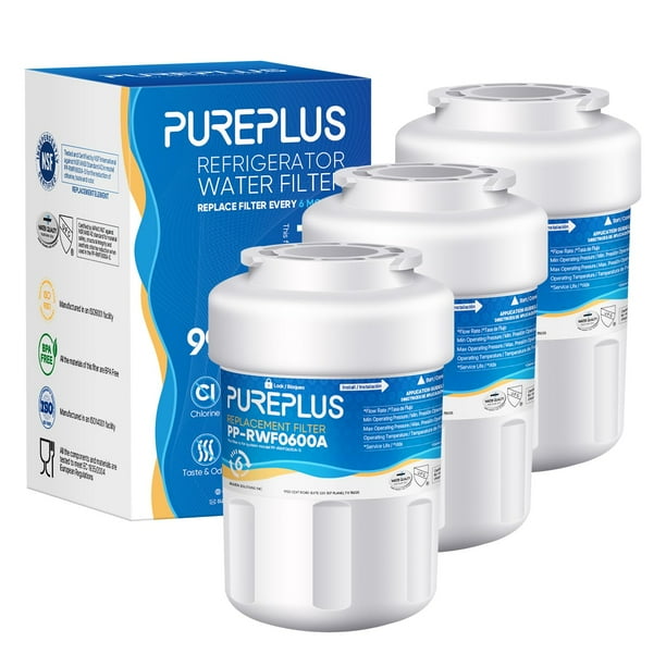 Filtro de agua PUREPLUS de repuesto para GE MWF, paquete de 3