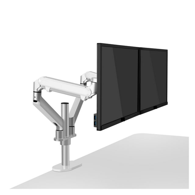 Desktop 17-32 Inch Dual Monitor Mount Arm Full Motion Aluminum Monitor Holder Gas Spring Arm Load 2-8kgs Each ,Easy to Use