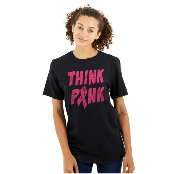 Think Pink Breast Cancer Awareness Women's Graphic T Shirt Tees Brisco Brands S