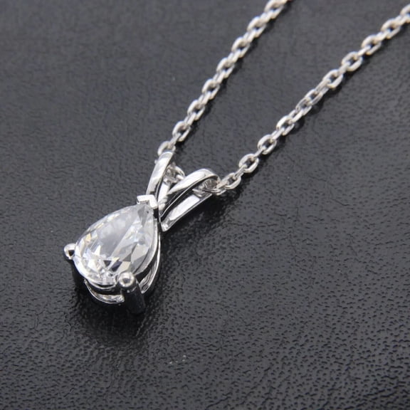 2Ct Pear Cut Lab Created Diamond Women's Weddding Pendant 14K White Gold Plated 18" Free Chain