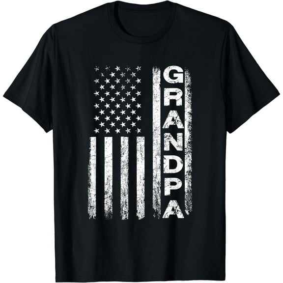 Grandpa Vintage American Flag Father's Day 4th of July Papa T-Shirt
